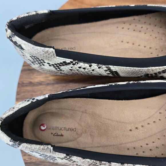 Clarks Flats Women's 12 M Snake Print Leather Un Darcey Slip On Comfort Shoes - Picture 6 of 8